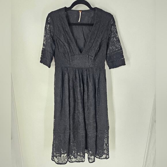 Free People Black Lace Mountain Laurel Dress 6 - Picture 2 of 11